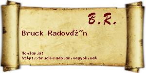 Bruck Radován névjegykártya